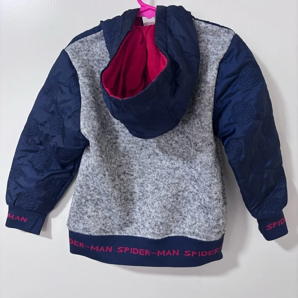 Spider-Man Boys Navy & Gray Hooded zip Jacket 5